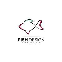 fisk linje design logotyp mall Färg illustration vektor