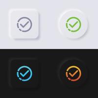 Häkchen-Icon-Set, mehrfarbiger Neumorphismus-Button Soft-UI-Design für Webdesign, Anwendungs-UI und mehr, Button, Vektor. vektor
