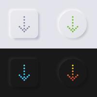 ladda ner knapp, pil ikon uppsättning, Flerfärgad neumorphism knapp mjuk ui design för webb design, Ansökan ui och Mer, knapp, vektor. vektor
