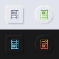 Server-Icon-Set, mehrfarbiger Neumorphismus-Button Soft-UI-Design für Webdesign, Anwendungs-UI und mehr, Icon-Set, Button, Vektor. vektor