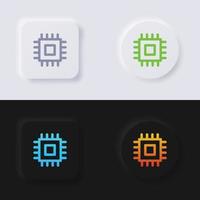 cpu symbol knapp ikon uppsättning, Flerfärgad neumorphism knapp mjuk ui design för webb design, Ansökan ui och Mer, knapp, vektor. vektor