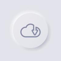 Cloud-Download-Symbol, weißer Neumorphismus, weiches UI-Design für Webdesign, Anwendungs-UI und mehr, Schaltfläche, Vektor. vektor