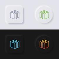 Box-Icon-Set, mehrfarbiger Neumorphismus-Button Soft-UI-Design für Webdesign, Anwendungs-UI und mehr, Icon-Set, Button, Vektor. vektor