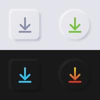 Download-Button, Pfeil-Icon-Set, mehrfarbiger Neumorphismus-Button Soft-UI-Design für Webdesign, Anwendungs-UI und mehr, Button, Vektor. vektor