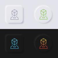 3D-Hologramm-Objekte-Icon-Set, mehrfarbiger Neumorphismus-Button, weiches UI-Design für Webdesign, Anwendungs-UI und mehr, Button, Vektor. vektor