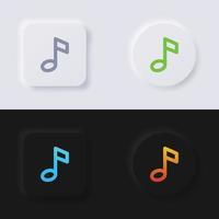 musik notera knapp ikon uppsättning, Flerfärgad neumorphism knapp mjuk ui design för webb design, Ansökan ui och Mer, knapp, vektor. vektor