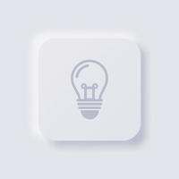 Glühbirnensymbol, weißer Neumorphismus, weiches UI-Design für Webdesign, Anwendungs-UI und mehr, Schaltfläche, Vektor. vektor