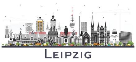 leipzig deutschland stadtskyline mit grauen gebäuden isoliert auf weiß. vektor