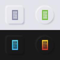 Server-Icon-Set, mehrfarbiger Neumorphismus-Button Soft-UI-Design für Webdesign, Anwendungs-UI und mehr, Icon-Set, Button, Vektor. vektor