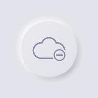 Wolkensymbol mit Minuszeichen, weißer Neumorphismus, weiches UI-Design für Webdesign, Anwendungs-UI und mehr, Schaltfläche, Vektor. vektor