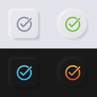 Häkchen-Icon-Set, mehrfarbiger Neumorphismus-Button Soft-UI-Design für Webdesign, Anwendungs-UI und mehr, Button, Vektor. vektor