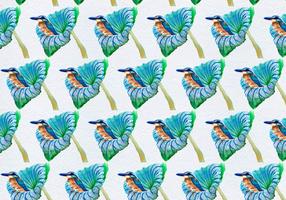 Gratis Vector Birds On Flower Seamless Pattern