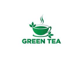 grön te abstrakt illustrerad logotyp design mall vektor