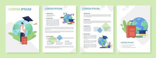 reisende studenten flache vektorbroschürenvorlage vektor