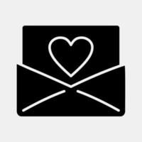 Symbol Liebesbrief. elemente der valentinstagfeier. Symbole im Glyphenstil. gut für Drucke, Poster, Logos, Partydekorationen, Grußkarten usw. vektor