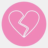 Symbol gebrochenes Herz. elemente der valentinstagfeier. Symbole im rosa Stil. gut für Drucke, Poster, Logos, Partydekorationen, Grußkarten usw. vektor