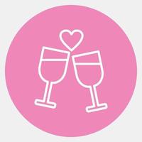 Symbol romantisches Date. elemente der valentinstagfeier. Symbole im rosa Stil. gut für Drucke, Poster, Logos, Partydekorationen, Grußkarten usw. vektor