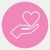 Symbol Hand und Herz. elemente der valentinstagfeier. Symbole im rosa Stil. gut für Drucke, Poster, Logos, Partydekorationen, Grußkarten usw. vektor