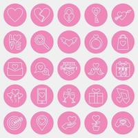 Symbolsatz des Valentinstags. elemente der valentinstagfeier. Symbole im rosa Stil. gut für Drucke, Poster, Logos, Partydekorationen, Grußkarten usw. vektor
