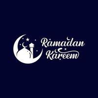 ramadan kareem kalligraphie logo design, islamisches logo design mit halbmond und moschee vektor