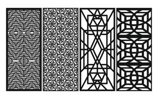 svart mönster med vit bakgrund, islamic vektorer med blommig paneler för cnc laser skärande