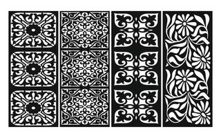 schwarze muster mit weißem hintergrund, islamische vektoren mit floralen tafeln für cnc-laserschneiden