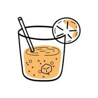 Orangensaft. Glas frisches Getränk. Durstlöscher und Sommercocktail. trendiger Umriss-Cartoon vektor