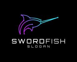 svärdfisk fisk hav hav segelfisk Svärdfisk förbindelse teknologi digital trogen vektor logotyp design