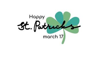 happy st patricks day, handbeschriftung, shamrock kleeblatt. festliches grußkartenkonzept vektor