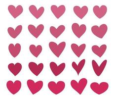 ein Satz rosa Herzen. ein Symbol der Liebe. Abbildung auf weißem Hintergrund hervorgehoben. vektor