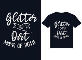 glitzer und dreck mama beider illustrationen für druckfertige t-shirt design vektor