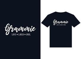 grammie liebe, lache, verwöhne illustrationen für druckfertige t-shirt-designs vektor