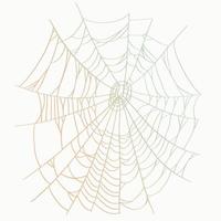 vektorumrissillustration eines einfachen ausgefallenen halloween-spinnennetzes, isoliertes objekt auf dem weißen hintergrund, clipart nützlich für halloween-partydekoration, handgezeichnetes bild, gruseliger karikaturcharakter. vektor