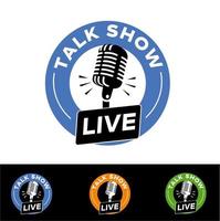 Live-Talkshow-Logo-Design-Vorlage. Live-Radio-Logo-Design. Live-Podcast-Vektor-Logo-Design-Vorlage. vektor