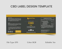 Designvorlage für cbd-etiketten, etikettendesign für hanföl und produktverpackungsdesign