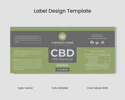 Designvorlage für cbd-etiketten, etikettendesign für hanföl und produktverpackungsdesign