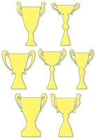 uppsättning av sju mästare kopp. mästerskap pris- för först plats. seger symbol. vektor illustration.