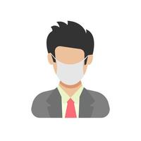 avatar ikon bär skyddande ansikte mask. manlig i platt stil med medicinsk mask. vektor illustration