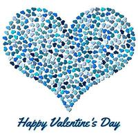 blaues Herz aus kleinen Herzen. Valentinstag Hintergrund mit Herz auf weißem Hintergrund. symbol des liebeselements für hochzeitsvorlage. vektor