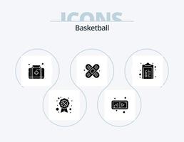 basketboll glyf ikon packa 5 ikon design. . lista. låda. urklipp. team vektor