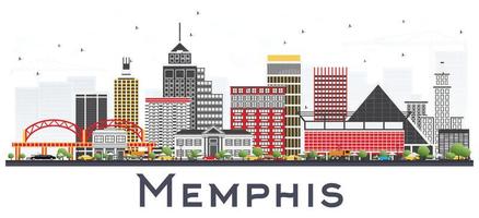 memphis tennessee city skyline mit farbigen gebäuden isoliert auf weiß. vektor