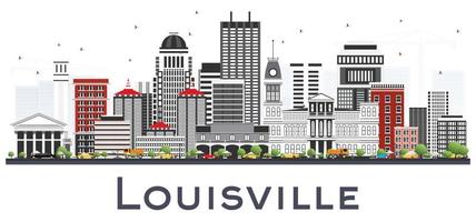 Louisville kentucky USA stad horisont med grå byggnader isolerat på vit. vektor