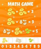 Birnen-, Kiwi- und Ananas-Trockenfrüchte-Mathe-Spiel vektor