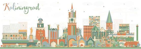 kaliningrad ryssland stad horisont med Färg byggnader. vektor