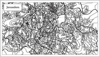 jerusalem Israel stad Karta i svart och vit Färg. vektor