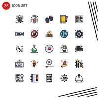 Stock Vector Icon Pack mit 25 Linienzeichen und Symbolen für das Browserdesign Boxing Pencil Mobile editierbare Vektordesign-Elemente