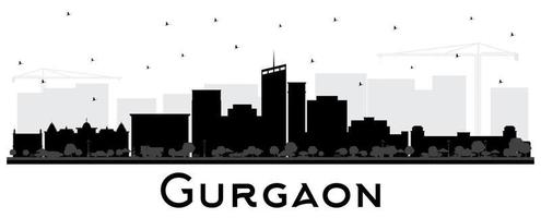 gurgaon indien city skyline silhouette mit schwarzen gebäuden isoliert auf weiß. vektor