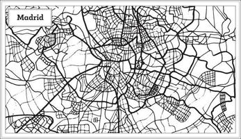 madrid Spanien Karta i svart och vit Färg. vektor