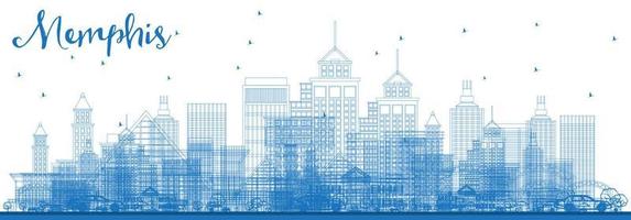 översikt memphis tennessee stad horisont med blå byggnader. vektor