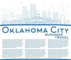 skizzieren sie die skyline von oklahoma city mit blauen gebäuden und kopierraum. vektor